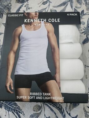 Kenneth Cole Black 4-Pack Ribbed Tank Tops